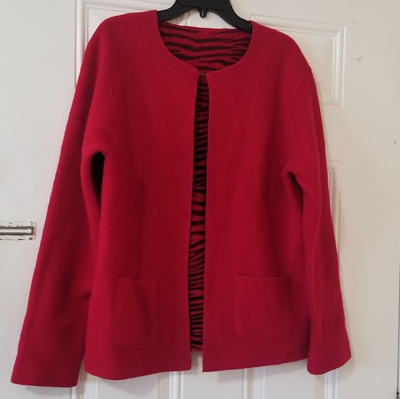 Unbranded Boiled Wool Reversible Cardigan Jacket Sz L - Picture 7 of 16